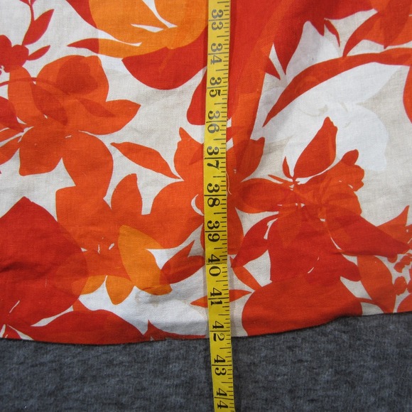 Jessica Howard Linen Shift Dress 16W Orange Floral Halter Beaded Y2k Tropical - Picture 5 of 9